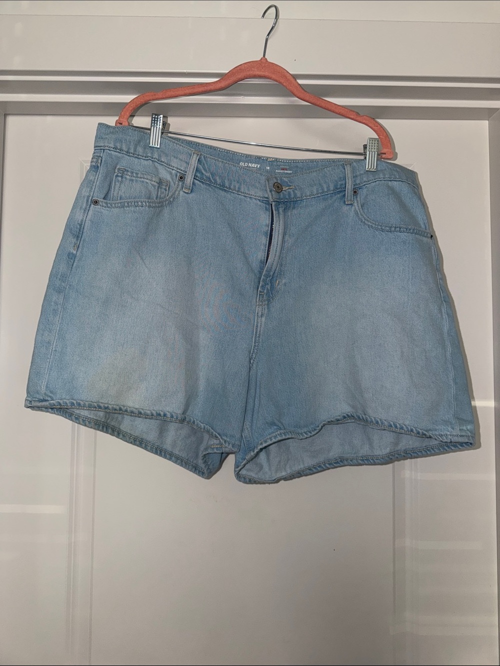 old navy drapey denim curvy baggy shorts